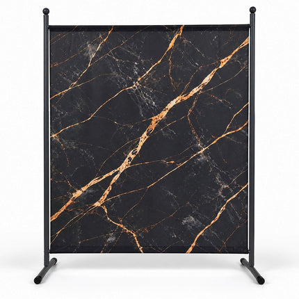 Scheidingswand Zwart Marmer Premium 150 x 190 cm met goudkleurige aders en donkergrijs metalen frame