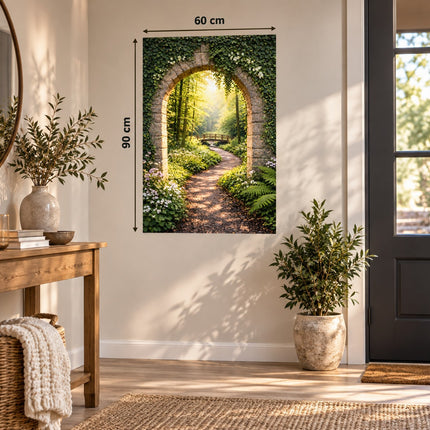 Doorkijk bos muursticker 60x90 cm als sfeervolle wanddecoratie in de hal