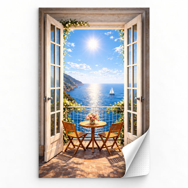 muursticker Balkon dot folie wanddecoratie