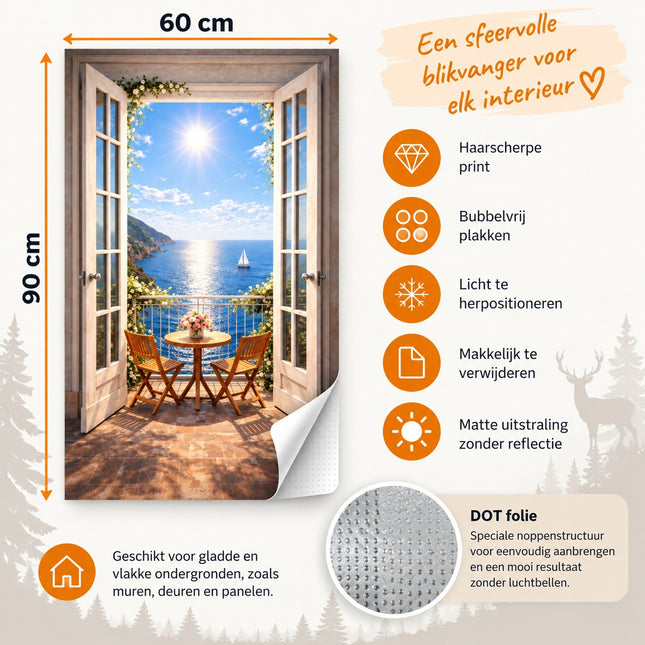 muursticker Balkon dot folie maat en specificatie
