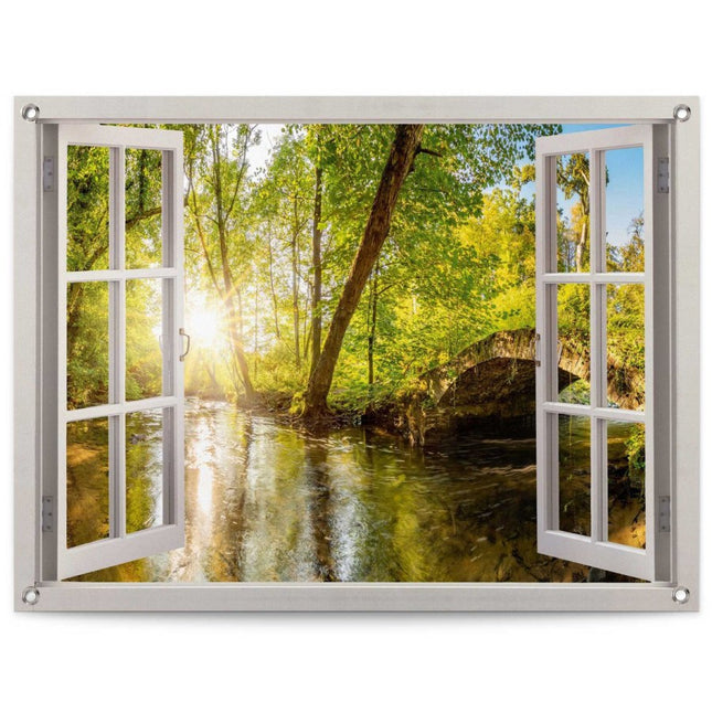 Tuindoek doorkijk naar bos 80x60