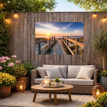 Tuinposter met uitzicht op het strand
