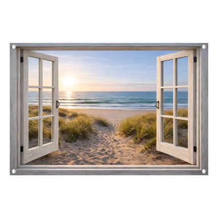 Strand tuinposter 90x60 cm als wanddecoratie in tuin