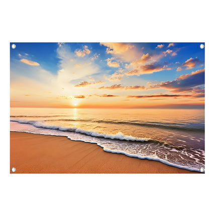 Weerbestendige tuinposter met zonsondergang aan zee voor tuin of terras