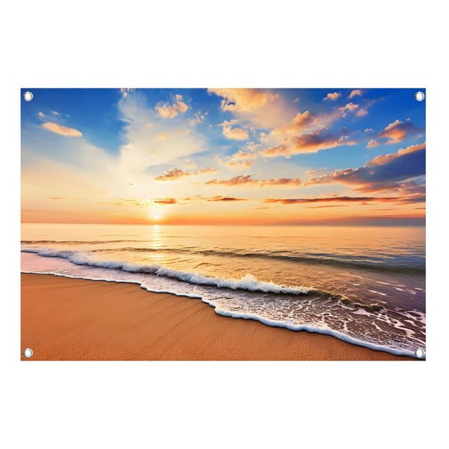 Weerbestendige tuinposter met zonsondergang aan zee voor tuin of terras