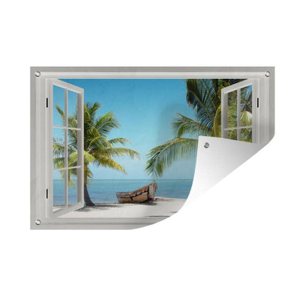 Tuindoek doorkijk naar zee 90x60