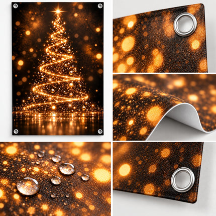 Detail tuinposter Christmas Glow met metalen ringen en weerbestendig PVC