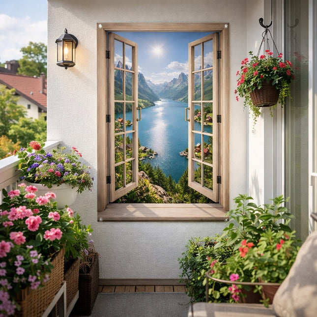 Tuinposter doorkijk meer