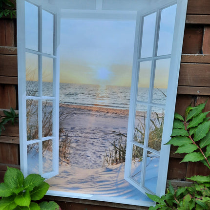 Tuindoek Zon en Strand door het Raam 80x60