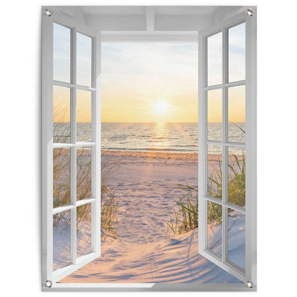Tuindoek Zon en Strand door het Raam 80x60