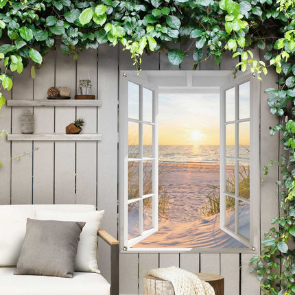 Tuindoek Zon en Strand door het Raam 80x60