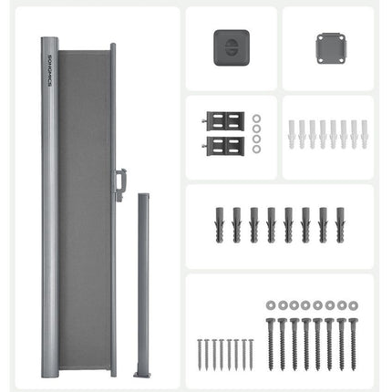 Uittrekbaar Windscherm Aluminium 180 x 400 Grijs