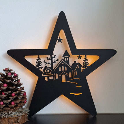 Wand Kerst deco Zwart ster