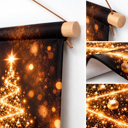 Detail Kendal textielposter 210 g/m² met beukenhouten stok en ophangtouw