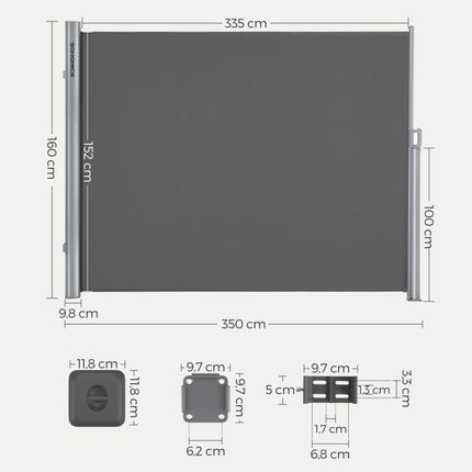 Windscherm Aluminium 160x350 Antraciet