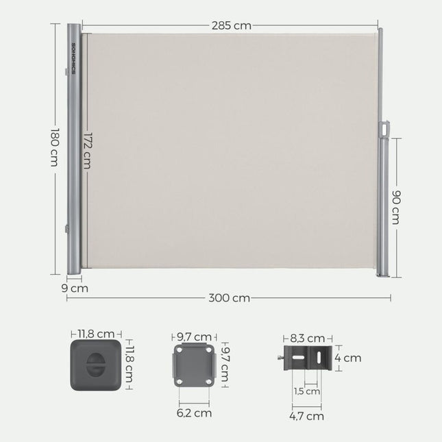 Uittrekbaar Windscherm Aluminium 180 x 300 Beige