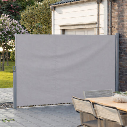 Uittrekbaar privacy scherm voor tuin terras grijs 280 g/m2 polyester doek