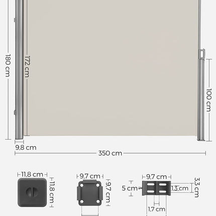 Uittrekbaar Windscherm Aluminium 180 x 350 Beige