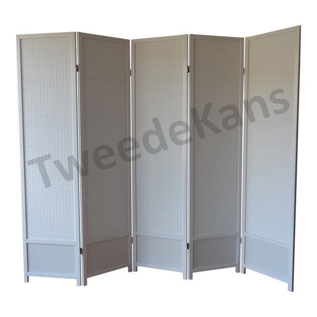Tweedekans Kamerscherm Hout Wit 5 panelen